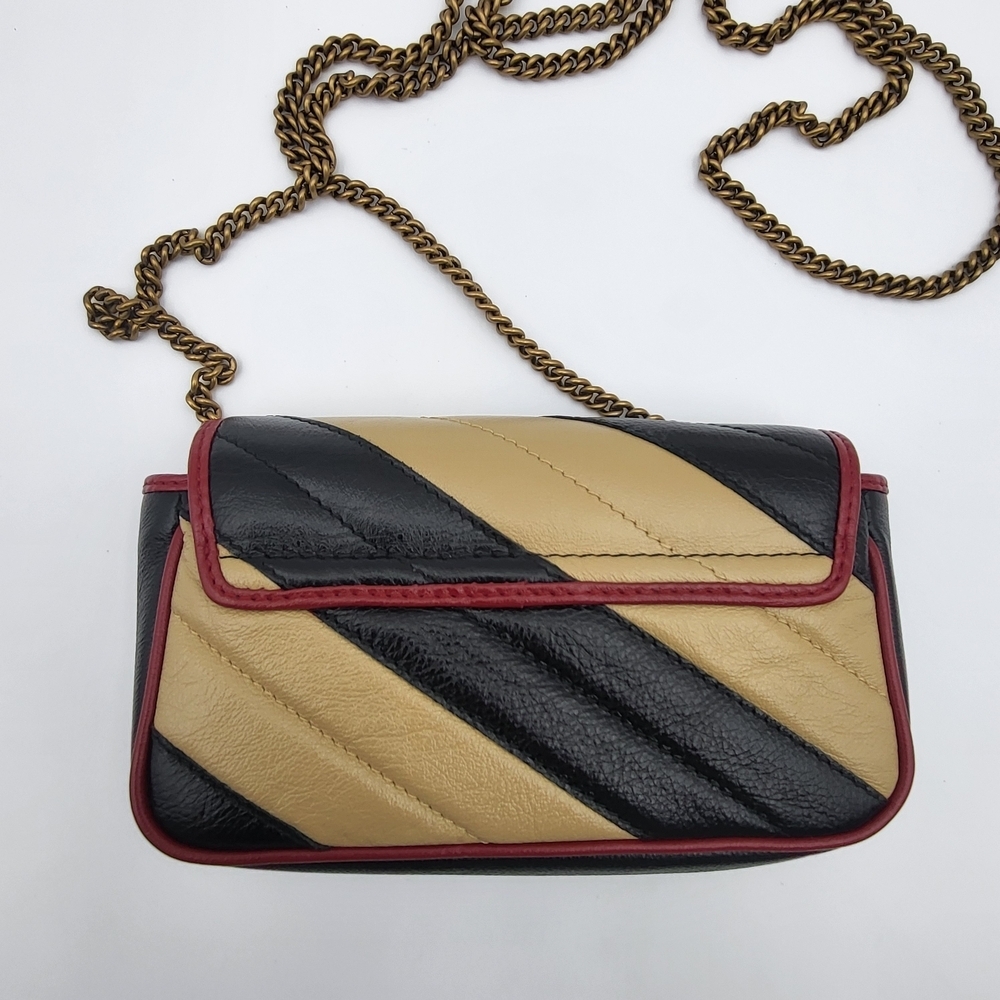 Gucci Tricolor Matelassé Leather Mini GG Marmont Torchon Crossbody Bag Authentic - Picture 3 of 17